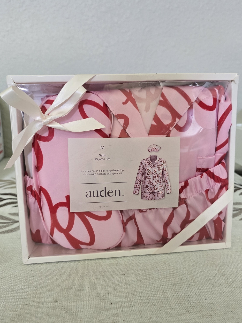 Auden Satin 3 Piece Pajama Set in Pink Brand New - Size Medium
